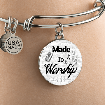 Made to Worship Silver Sheet Music | Bangle Circle Pendant | Piano Keys | Gift for Pianist