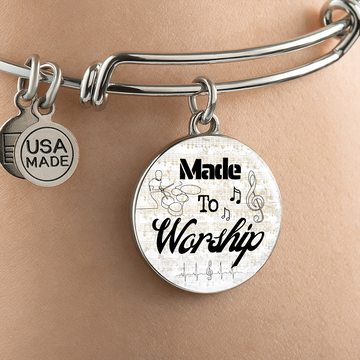 Made to Worship Gold Sheet Music | Bangle Circle Pendant | Drums | Gift for Drummer