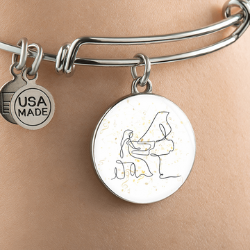 Grand Piano Music Notes | Circle Bangle | Gift for Pianist