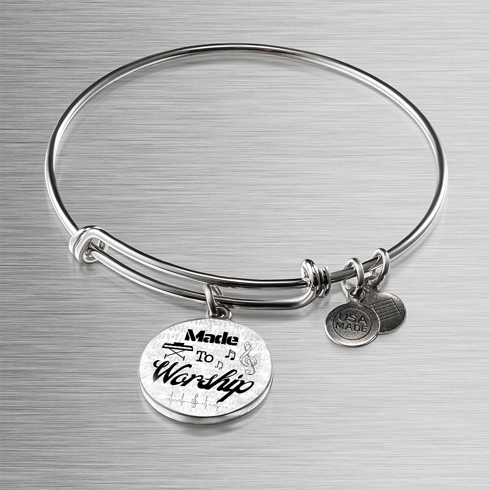 Made to Worship Silver Sheet Music | Bangle Circle Pendant | Piano | Gift for Pianist