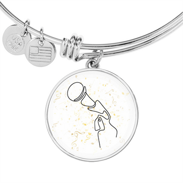 Microphone Music Notes | Circle Bangle | Gift for Singer