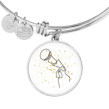 Microphone Gold Stars | Circle Bangle | Gift for Singer