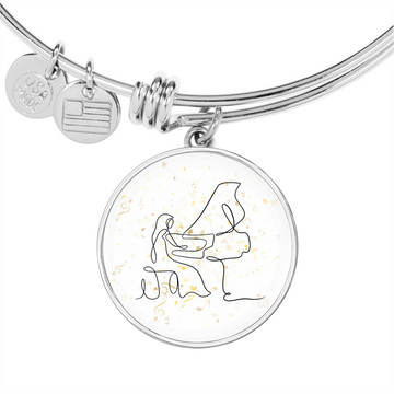 Grand Piano Music Notes | Circle Bangle | Gift for Pianist
