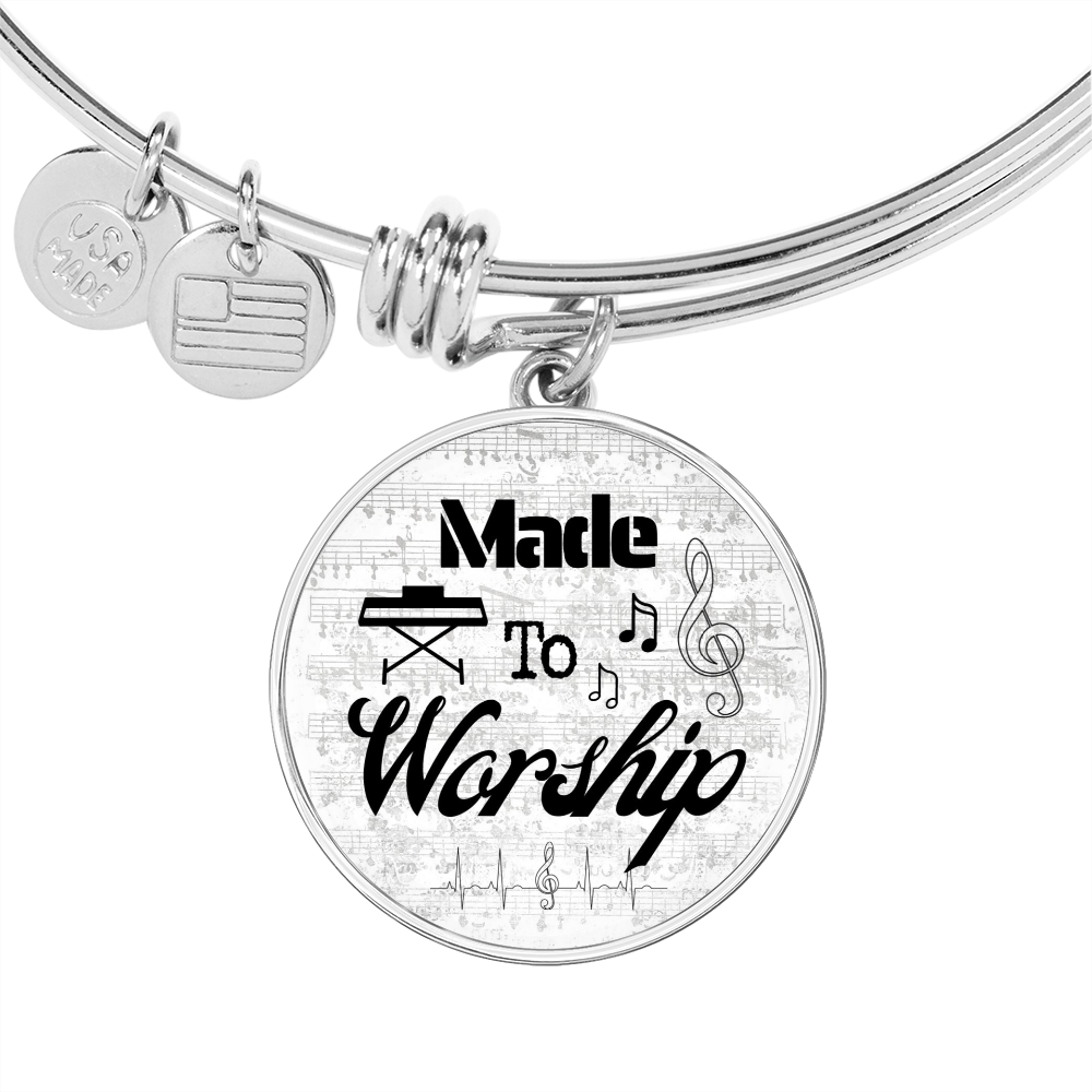 Made to Worship Silver Sheet Music | Bangle Circle Pendant | Piano | Gift for Pianist