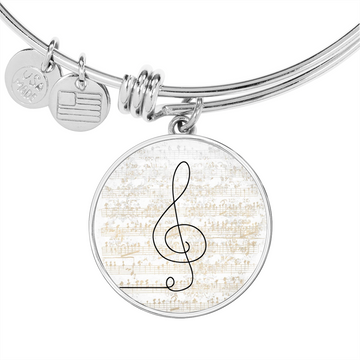 Music Clef Sheet Music | Circle Bangle | Gift for Musician