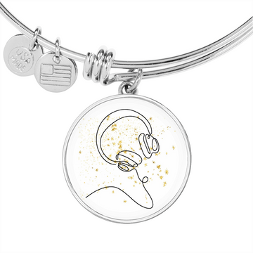 Head Phones Gold Stars | Circle Bangle | Gift for Music Lover