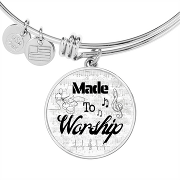 Made to Worship Silver Sheet Music | Bangle Circle Pendant | Drums | Gift for Drummer