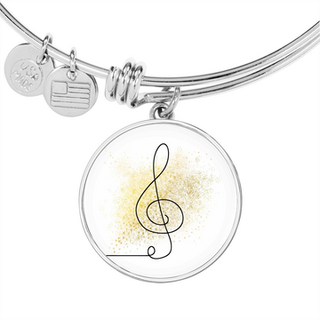 Music Clef Gold Splatter | Circle Bangle | Gift for Musician