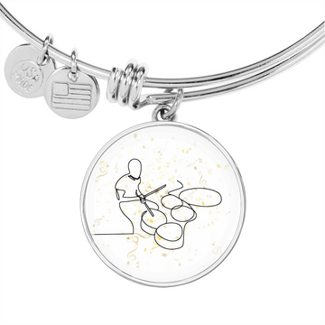 Drums Music Notes | Circle Bangle | Gift for Drummer