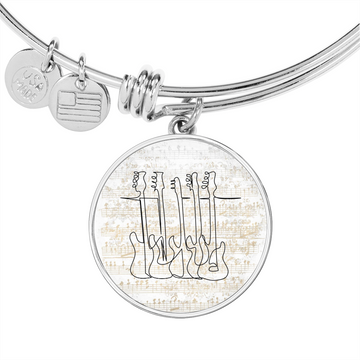 Guitars Sheet Music Notes | Circle Bangle | Gift for Guitarist