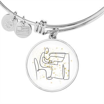 Piano Gold Stars | Circle Bangle | Gift for Pianist