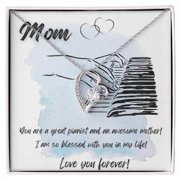 Love You Forever | Pianist Hands Mom | Blue | Necklace