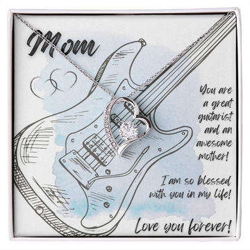 Love You Forever | Electric Guitarist Mom | Blue | Necklace