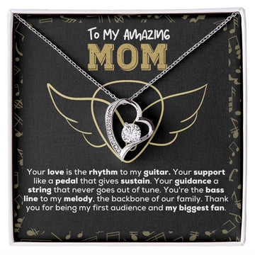 Necklace with Personalized Message Card Your Love is the Rhythm | Guitarist Gift for Mom