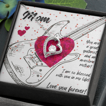 Love You Forever | Electric Guitarist Mom | Hearts | Necklace