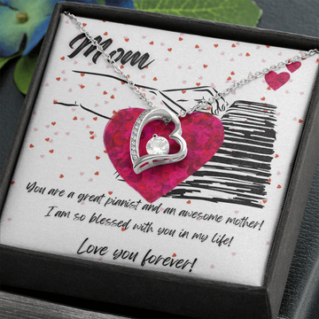 Love You Forever | Pianist Hands Mom | Hearts | Necklace - Givtz Back