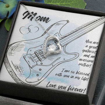 Love You Forever | Electric Guitarist Mom | Blue | Necklace