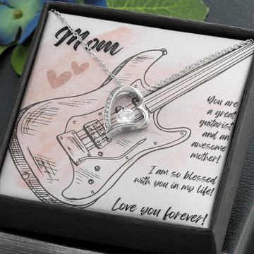 Love You Forever | Electric Guitarist Mom | Pink | Necklace