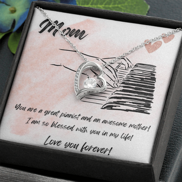 Love You Forever | Pianist Hands Mom | Pink | Necklace