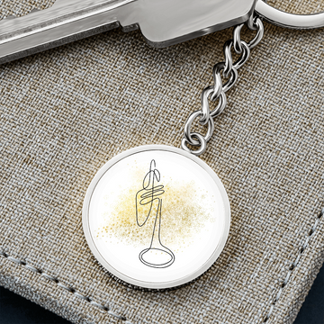 Trumpet Gold Splatter | Circle Pendant Keychain | Gift for Trumpetist