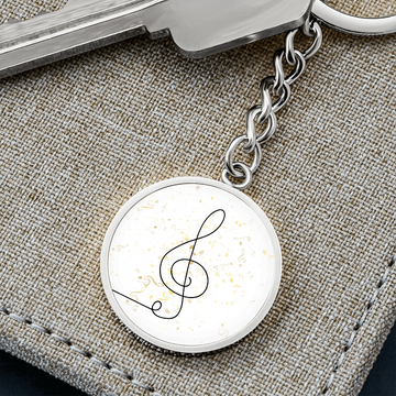 Music Clef Music Notes | Circle Pendant Keychain | Gift for Musician