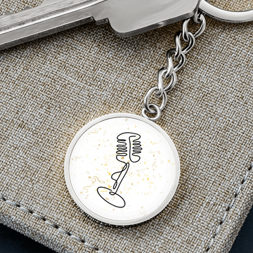 Vintage Microphone Music Notes | Circle Pendant Keychain | Gift for Singer