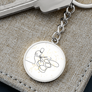 Drums Music Notes | Circle Pendant Keychain | Gift for Drummer