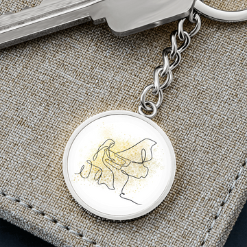 Grand Piano Gold Splatter | Circle Pendant Keychain | Gift for Pianist