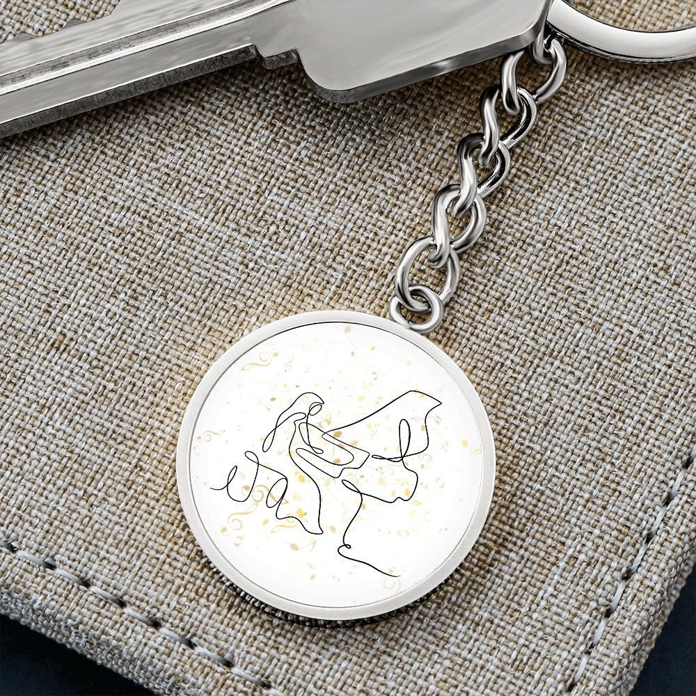Grand Piano Music Notes | Circle Pendant Keychain | Gift for Pianist