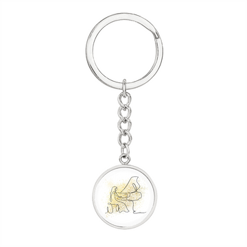 Grand Piano Gold Splatter | Circle Pendant Keychain | Gift for Pianist