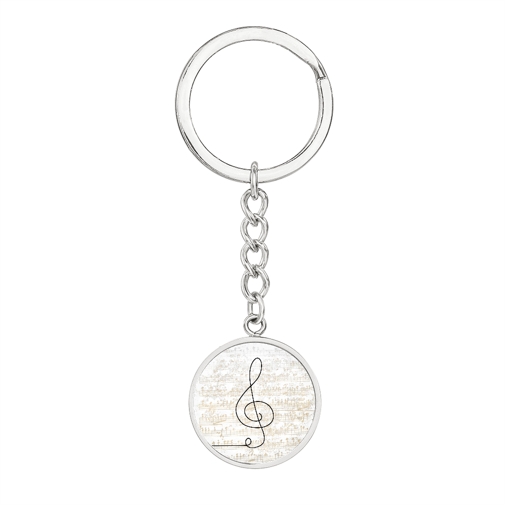 Music Clef Sheet Music | Circle Pendant Keychain | Gift for Musician