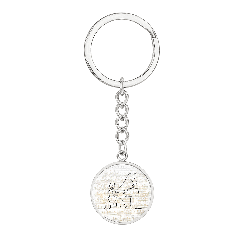 Grand Piano Sheet Music | Circle Pendant Keychain | Gift for Pianist