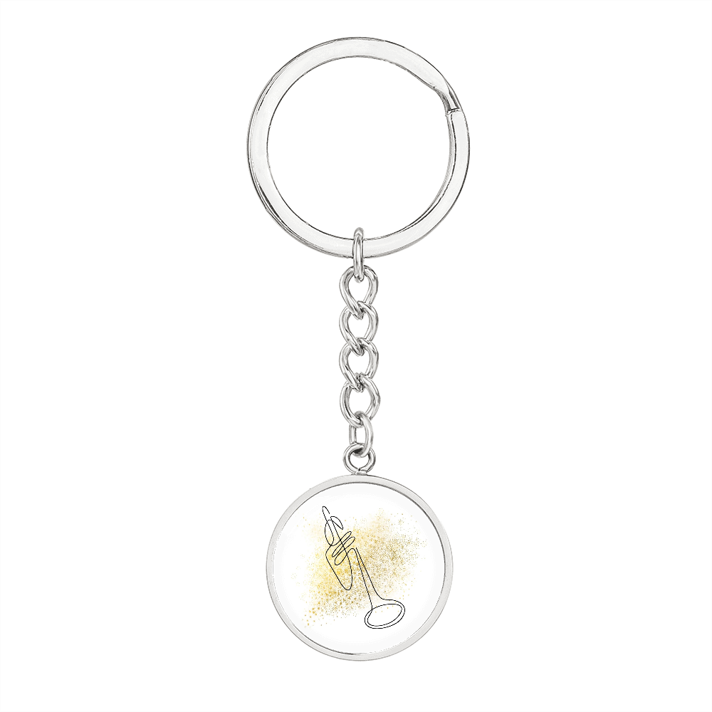 Trumpet Gold Splatter | Circle Pendant Keychain | Gift for Trumpetist