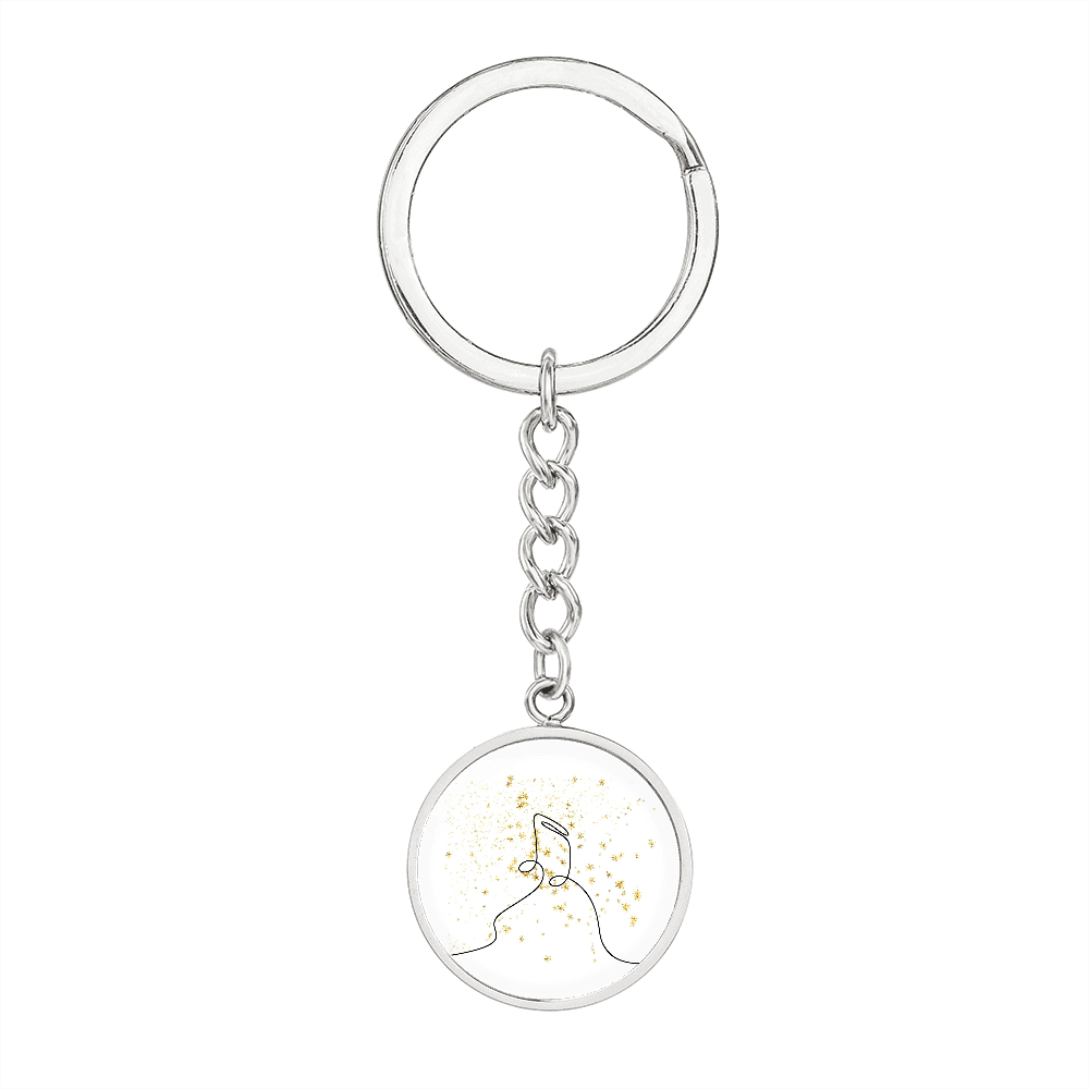 Music Notes Gold Stars | Circle Pendant Keychain | Gift for Musician