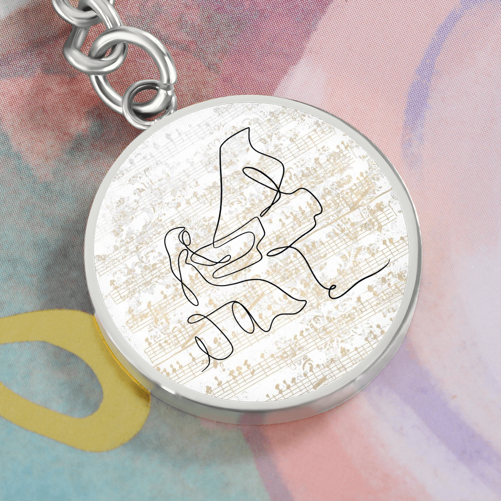 Grand Piano Sheet Music | Circle Pendant Keychain | Gift for Pianist