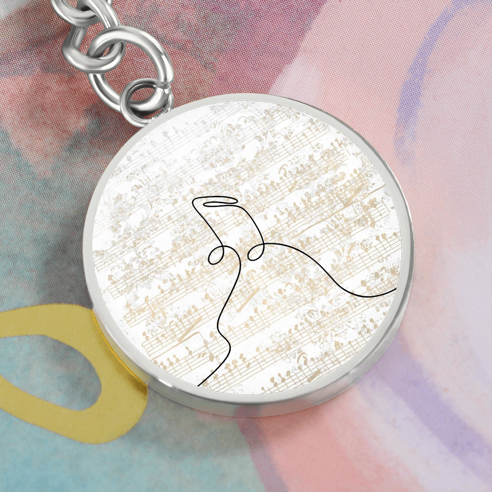 Music Notes Sheet Music | Circle Pendant Keychain | Gift for Musician