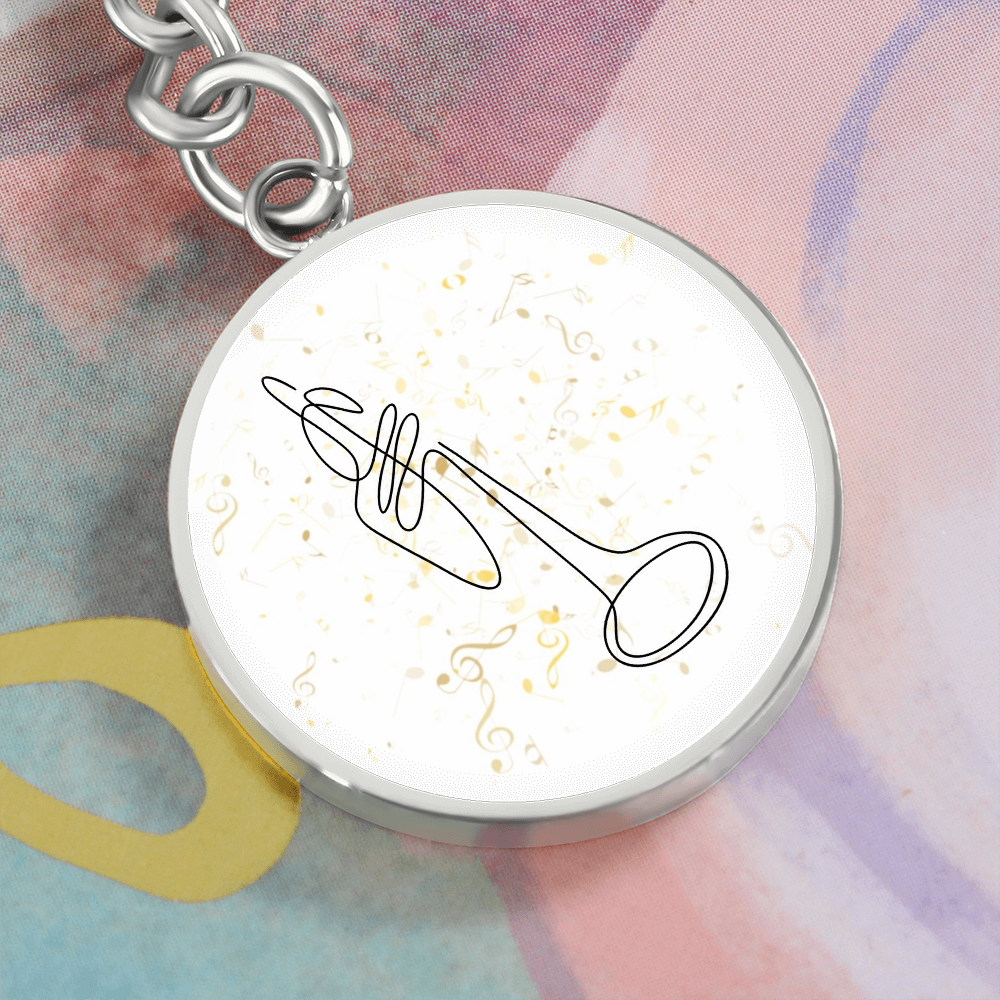 Trumpet Music Notes | Circle Pendant Keychain | Gift for Trumpetist