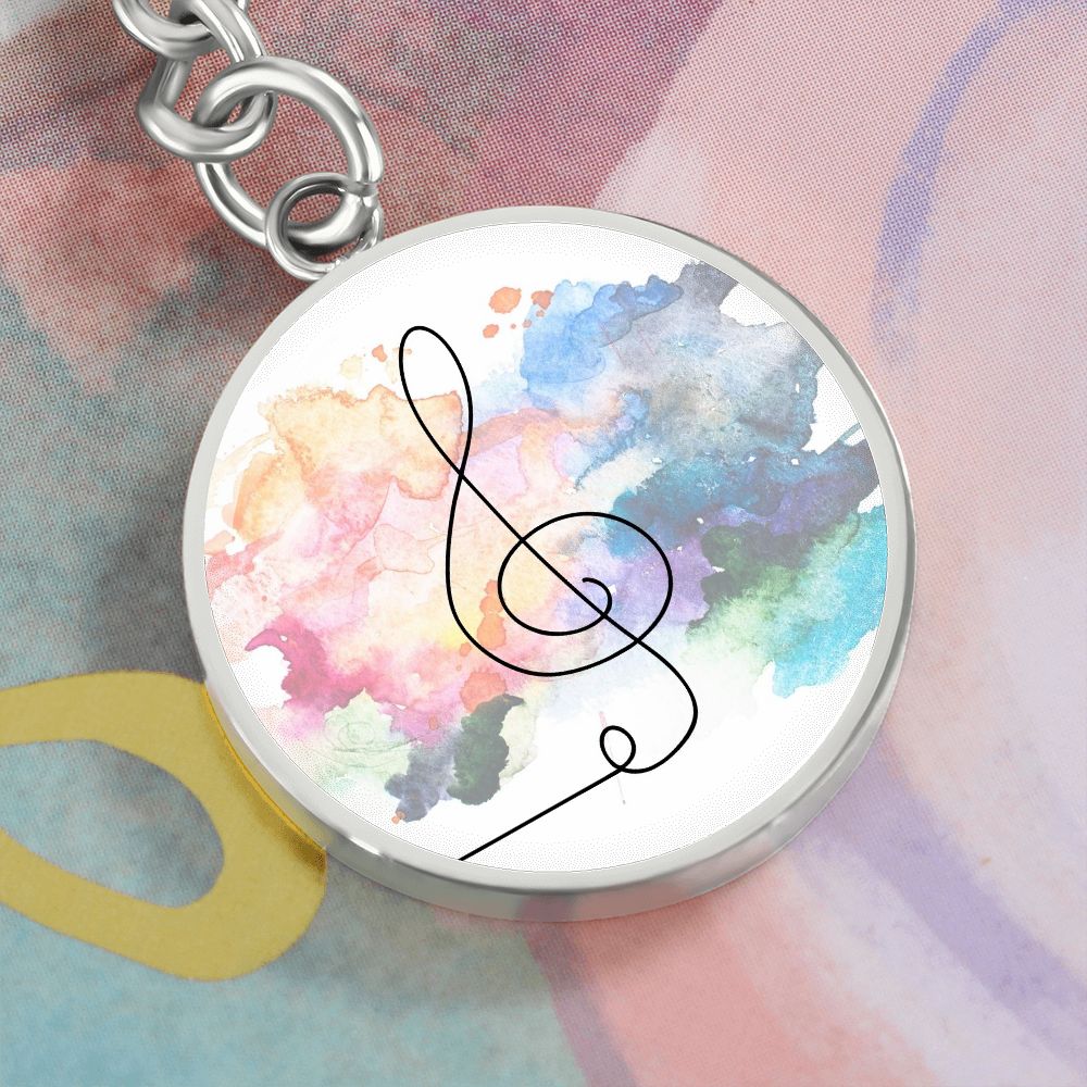 Music Clef Colorful | Circle Pendant Keychain | Gift for Musician