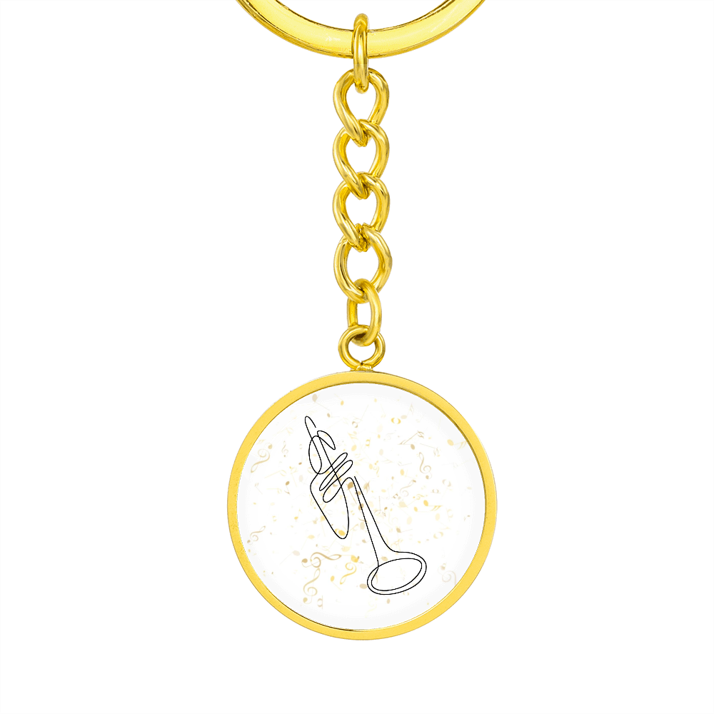 Trumpet Music Notes | Circle Pendant Keychain | Gift for Trumpetist