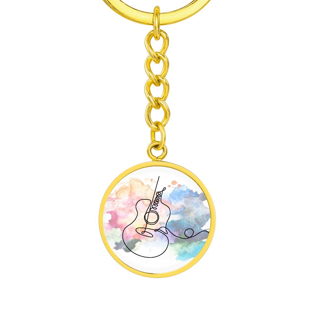 Guitar Colorful | Circle Pendant Keychain | Gift for Guitarist