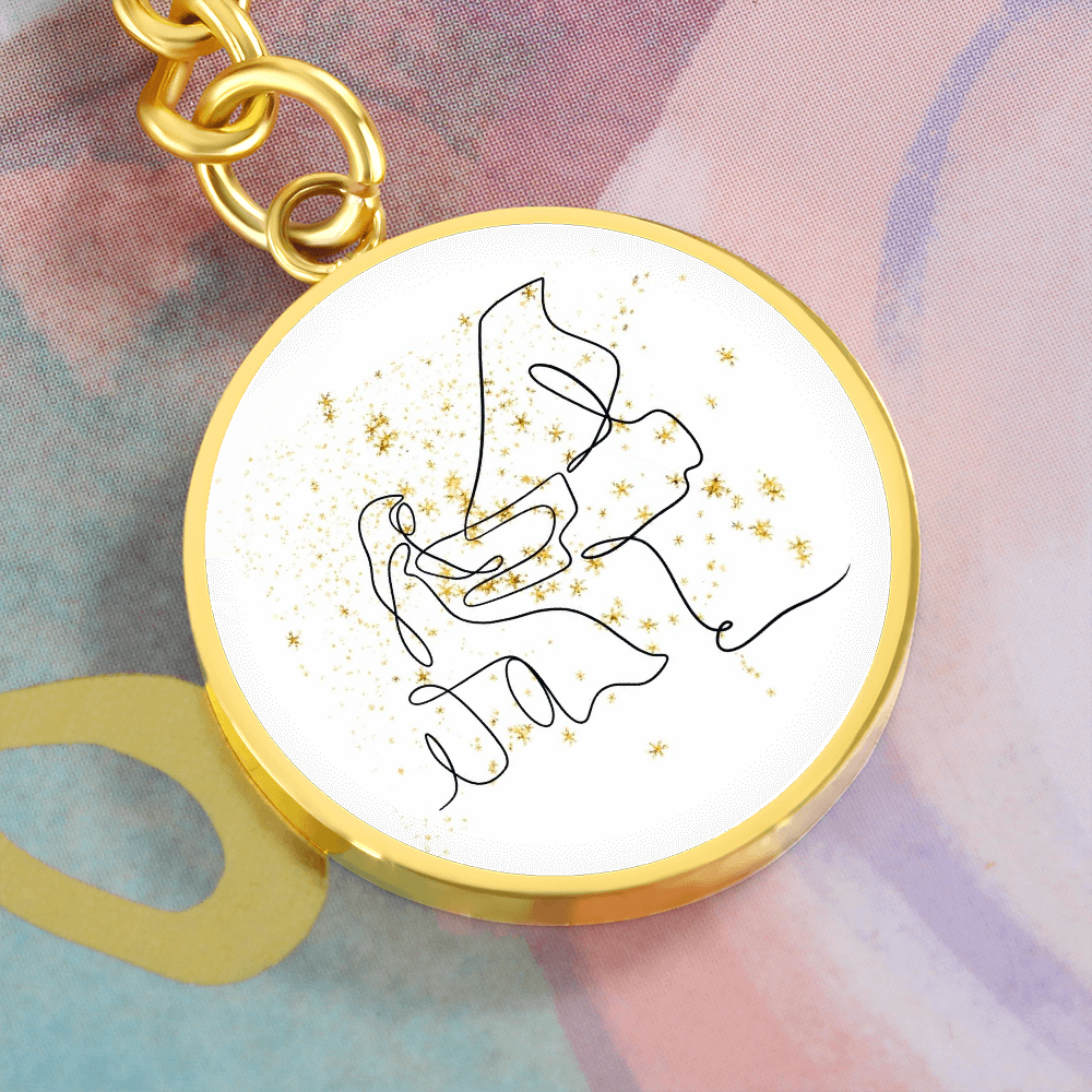 Grand Piano Gold Stars | Circle Pendant Keychain | Gift for Pianist