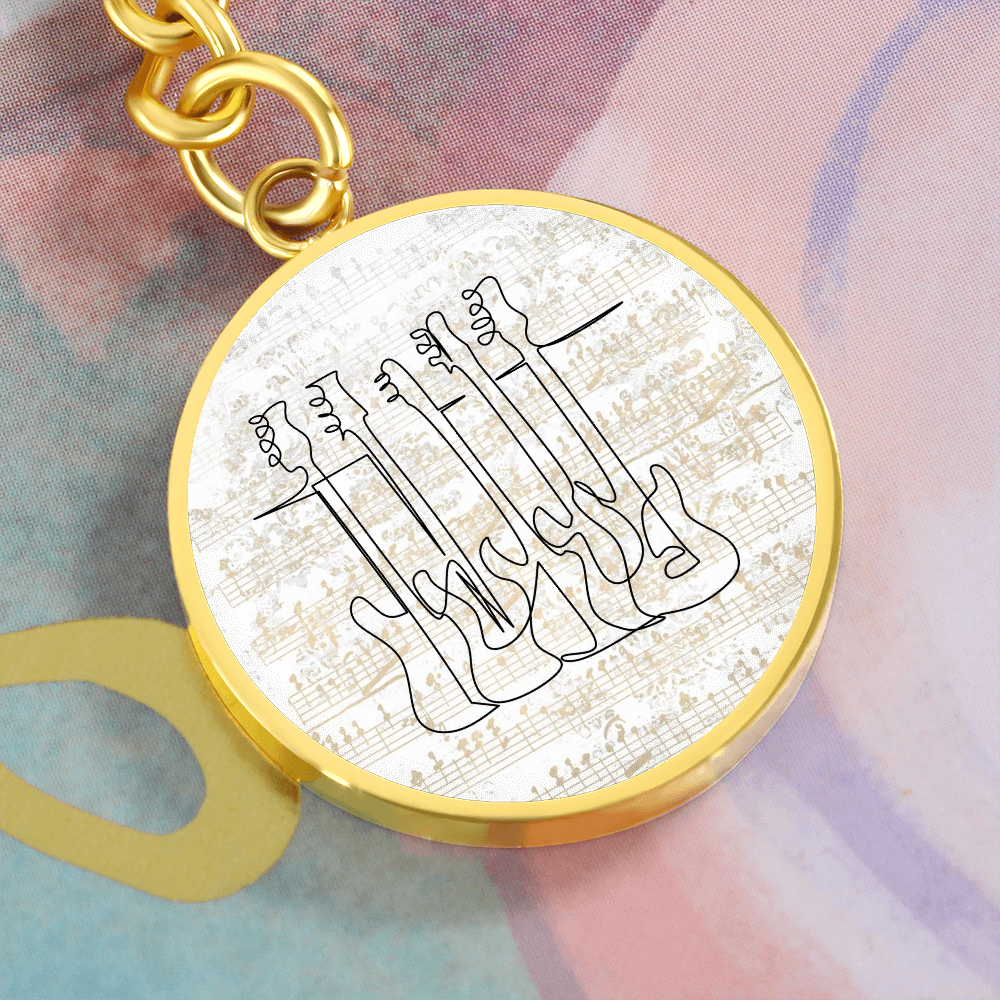 Bass Guitar Sheet Music | Circle Pendant Keychain | Gift for Bassist