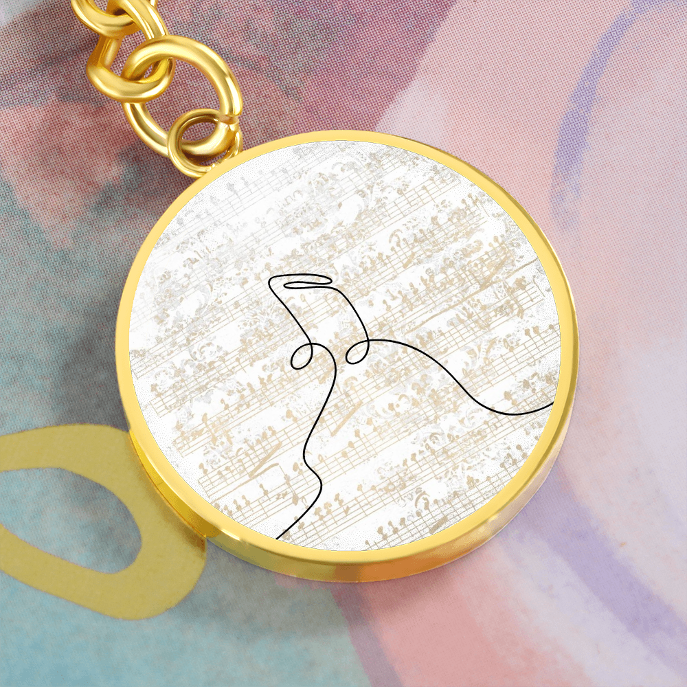 Music Notes Sheet Music | Circle Pendant Keychain | Gift for Musician