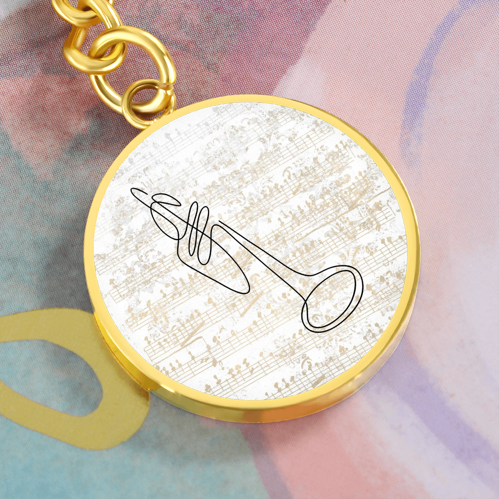 Trumpet Sheet Music | Circle Pendant Keychain | Gift for Trumpetist