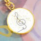 Music Clef Gold Stars | Circle Pendant Keychain | Gift for Musician