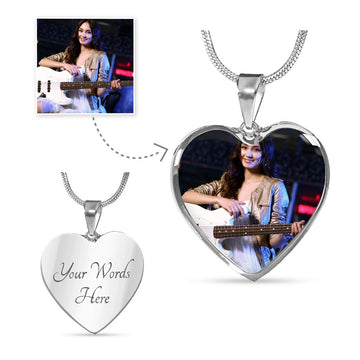 [Upload Your Photo] Female Bassist Heart Necklace