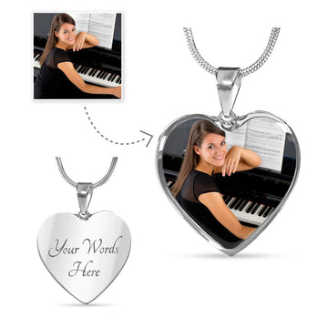 [Upload Your Photo] Female Pianist Heart Necklace