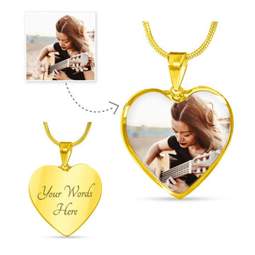 [Upload Your Photo] Female Guitarist Heart Necklace