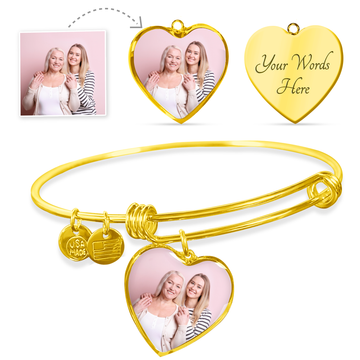 [Upload Your Photo] Heart Bangle | Gift for Mom, Grandma, Daughter, Granddaughter, Sister, (Future) Wife, Girlfriend, or BFF