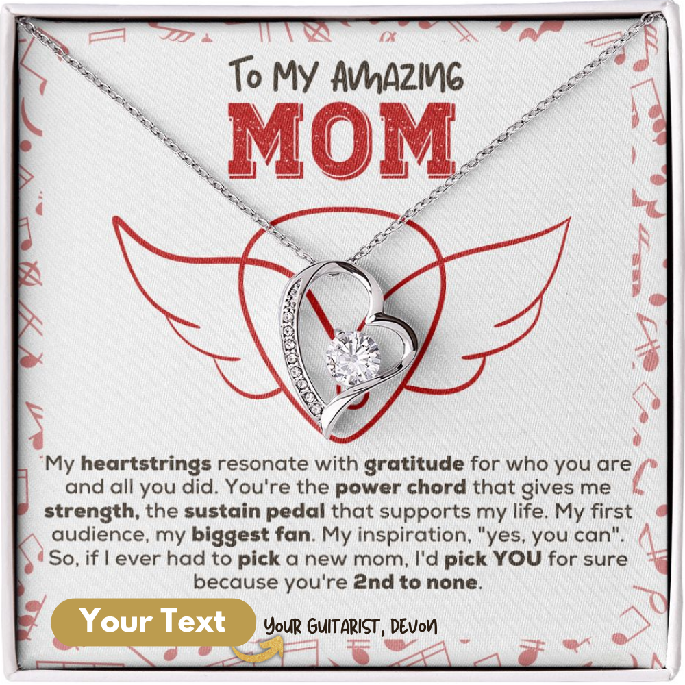 Necklace with Personalized Message Card My Heartstrings Resonate | Guitarist Gift for Mom
